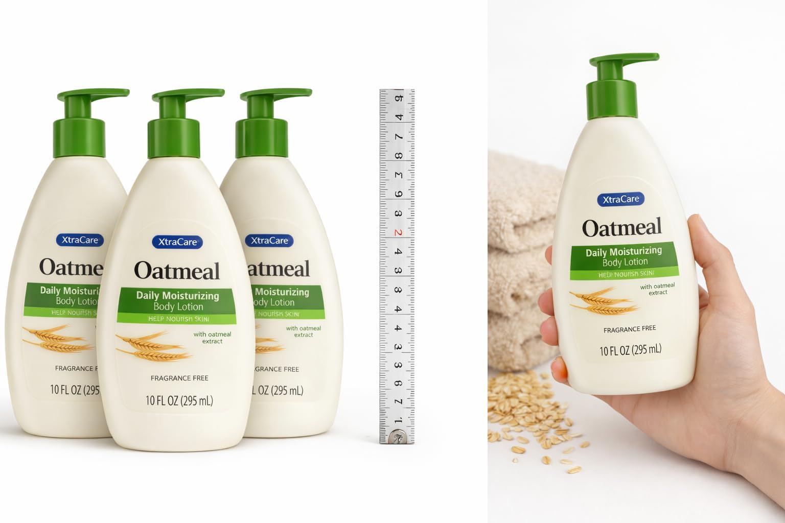 oatmeal Xtra.care lotion texture closeup demonstrating quick-absorbing hydration