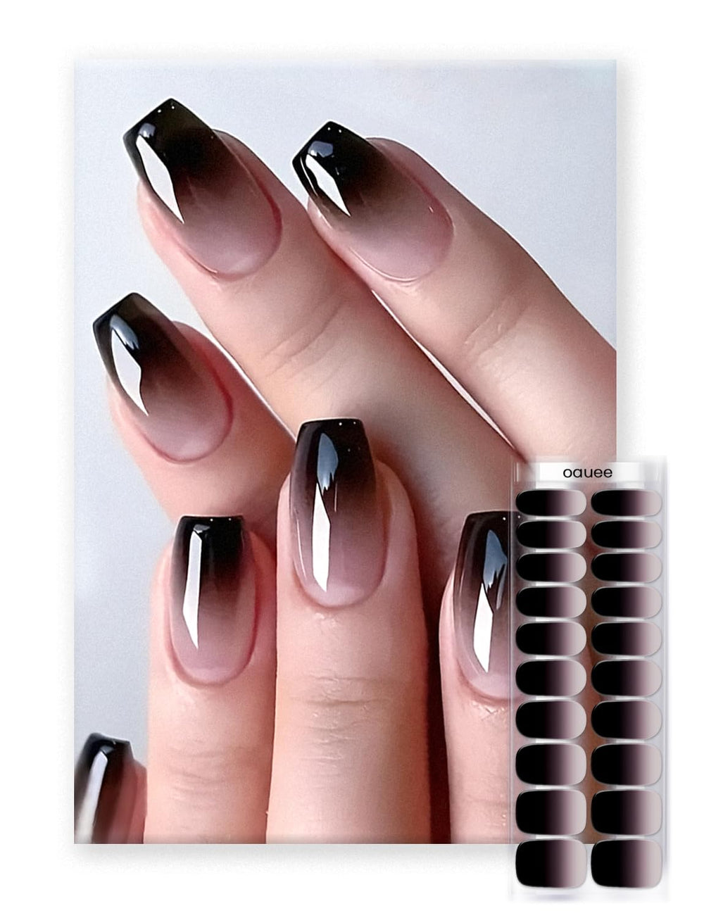 Oauee front packaging showing black to nude-pink gradient and salon-ready kit