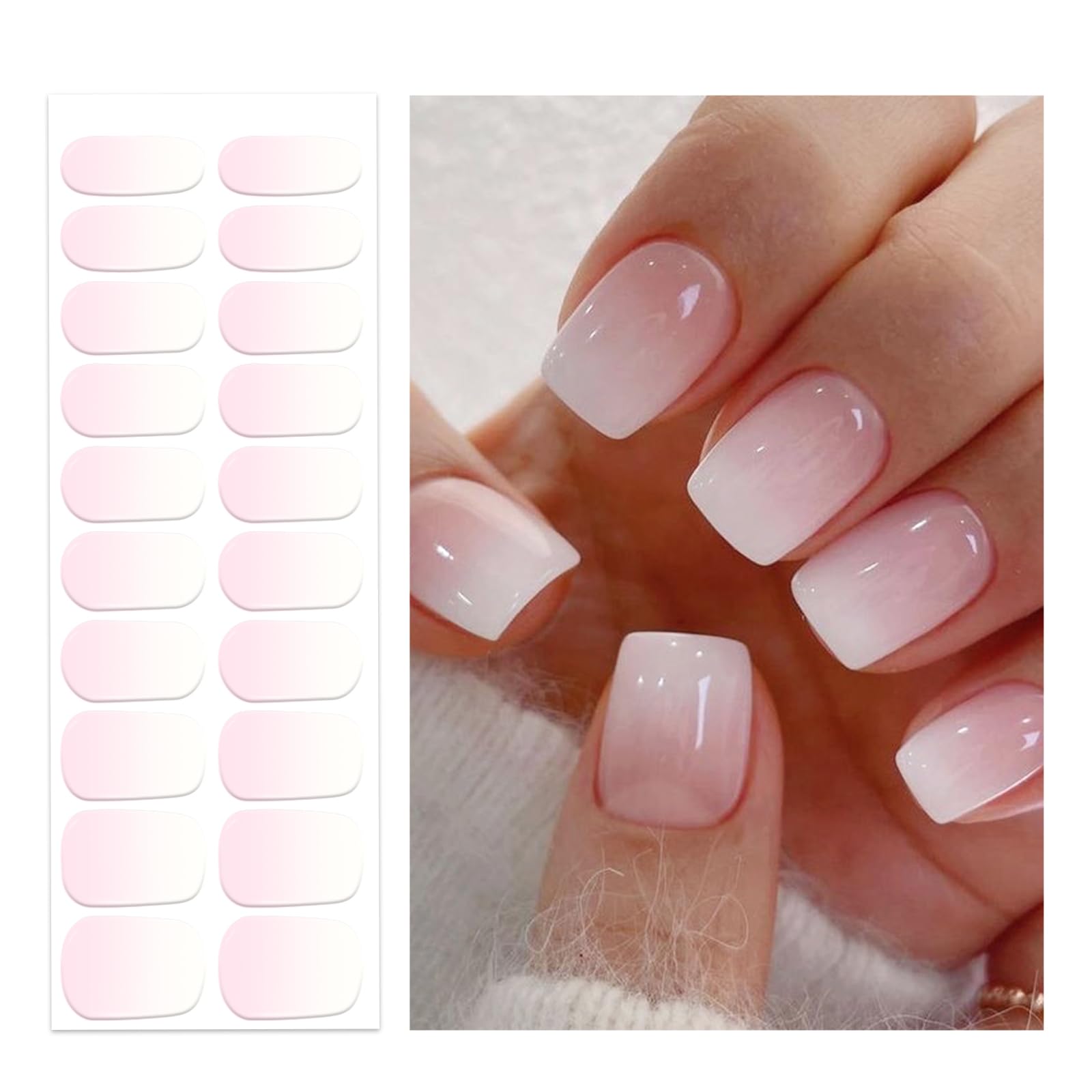 Oauee front packaging showing Pink Ombre gel strips and benefit of salon-quality finish