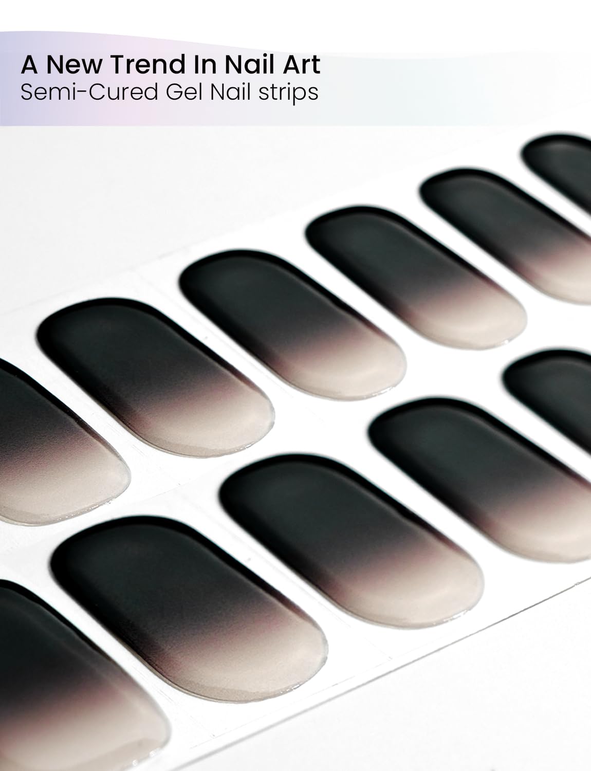 Oauee close-up of gel strip texture highlighting smooth gradient and rich color