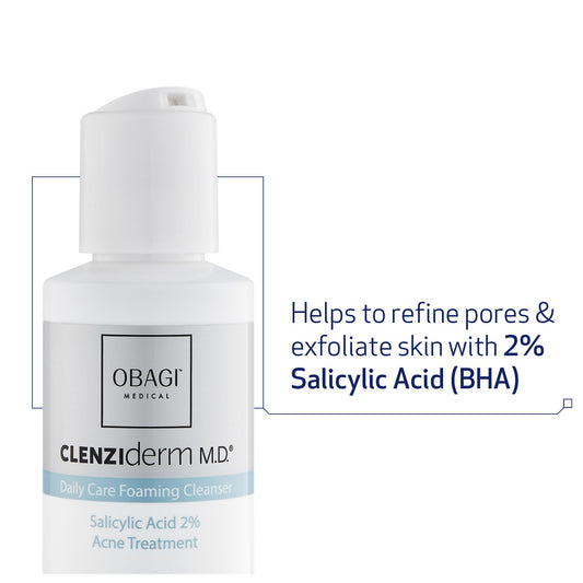 Obagi Medical cleanser pump close-up highlighting easy dispensing benefit