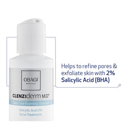 Obagi Medical cleanser pump close-up highlighting easy dispensing benefit