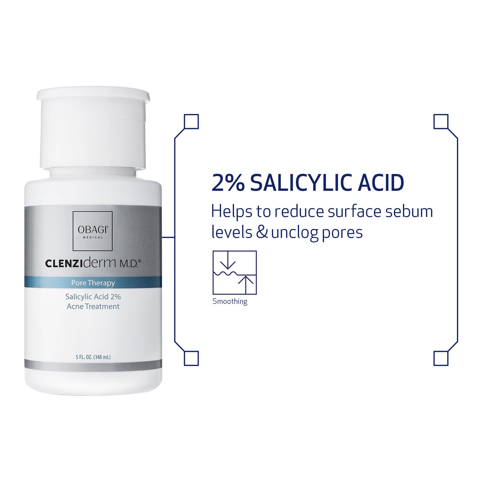 Ingredient layout emphasizing Obagi Medical salicylic acid for targeted pore exfoliation benefit
