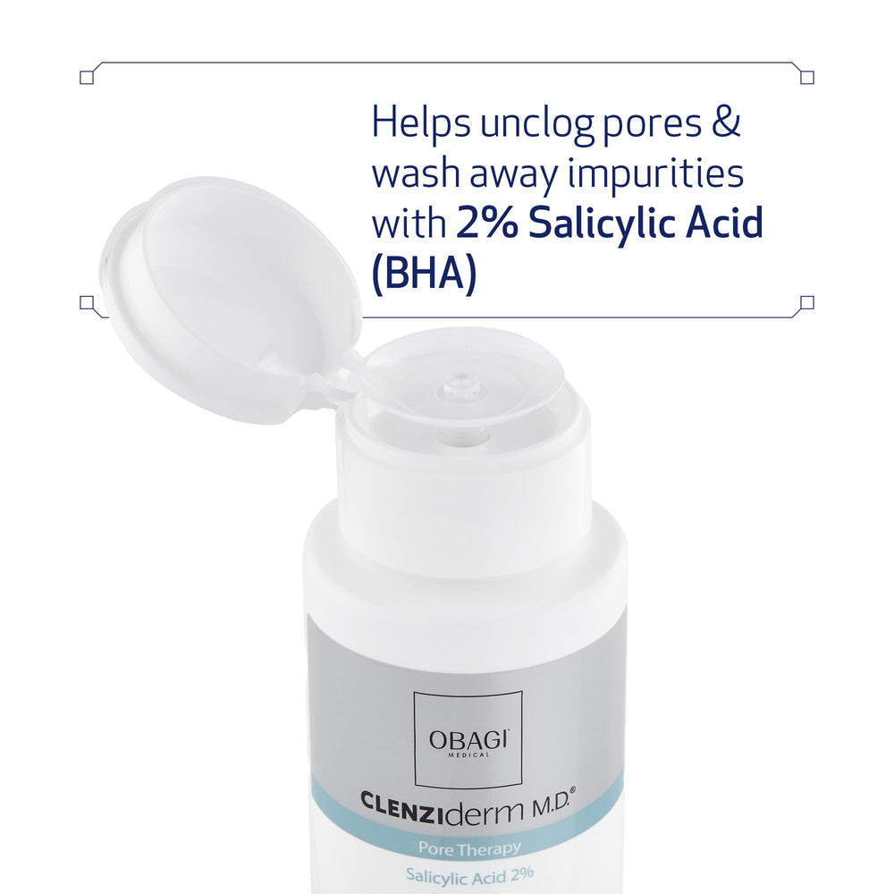 Obagi Medical toner label close-up showing 2% salicylic acid concentration