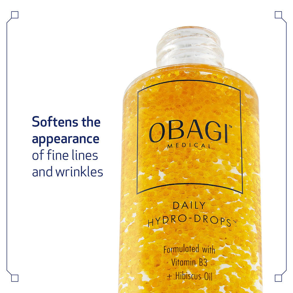 Close-up of Obagi Daily Hydro-Drops serum texture showing lightweight, silky finish