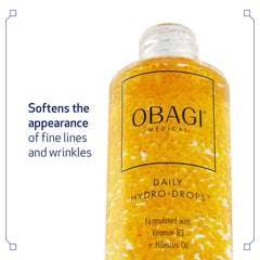Close-up of Obagi Daily Hydro-Drops serum texture showing lightweight, silky finish
