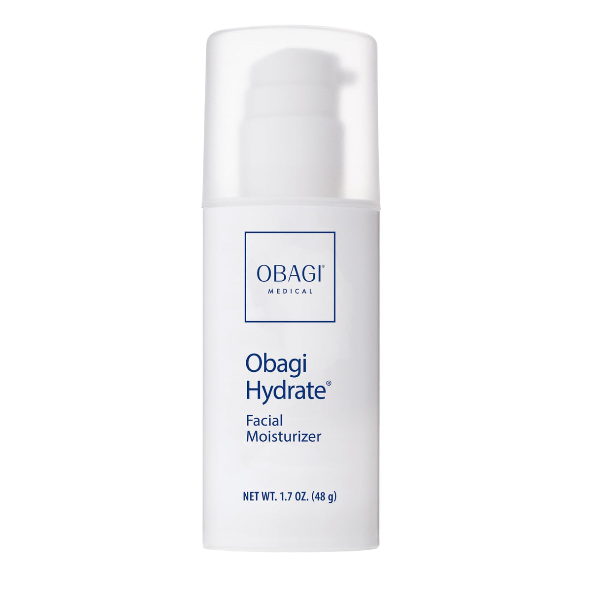 Obagi Hydrate front packaging showing clean clinical design and product benefit