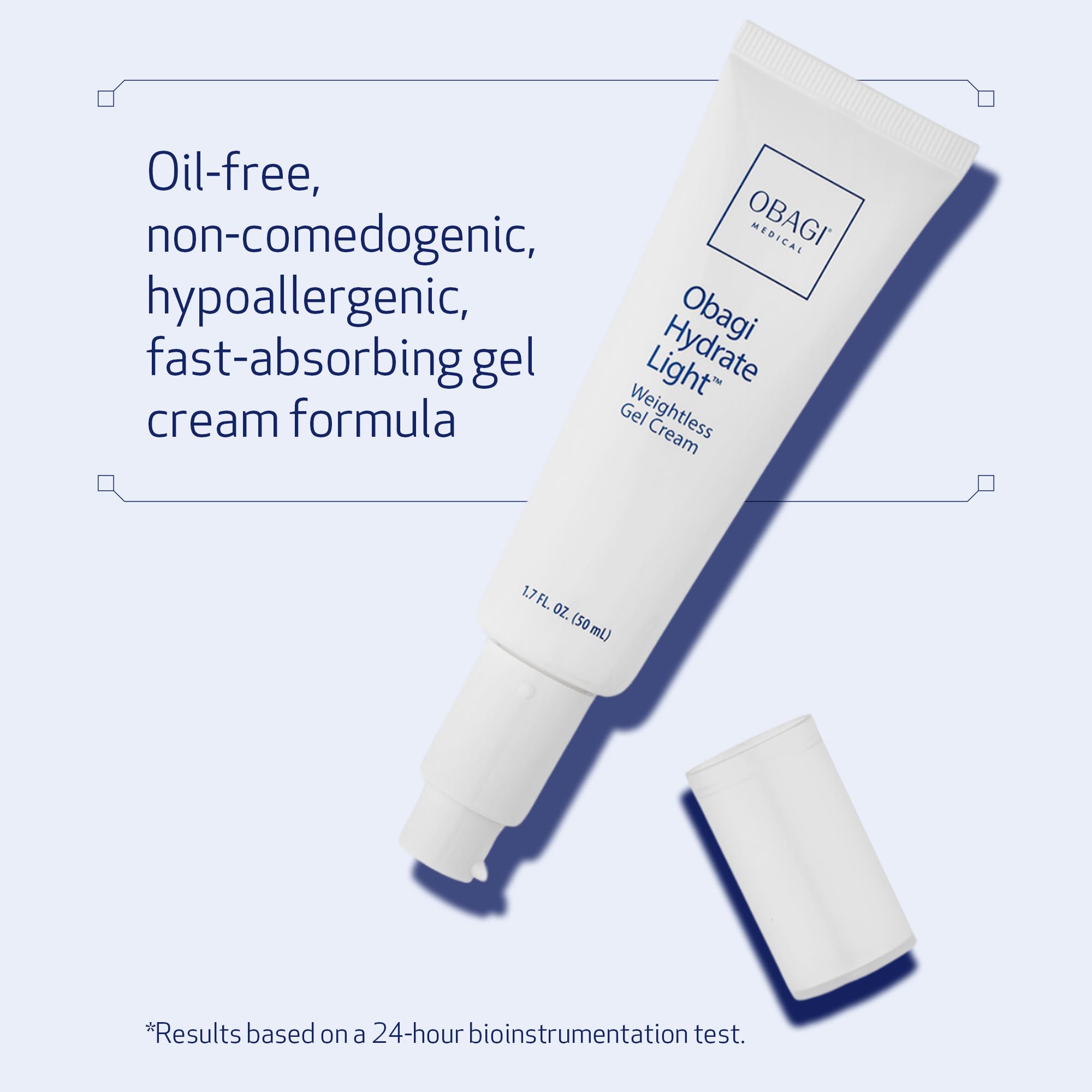 Obagi Hydrate Light 1.7 oz size comparison highlighting travel-friendly benefit