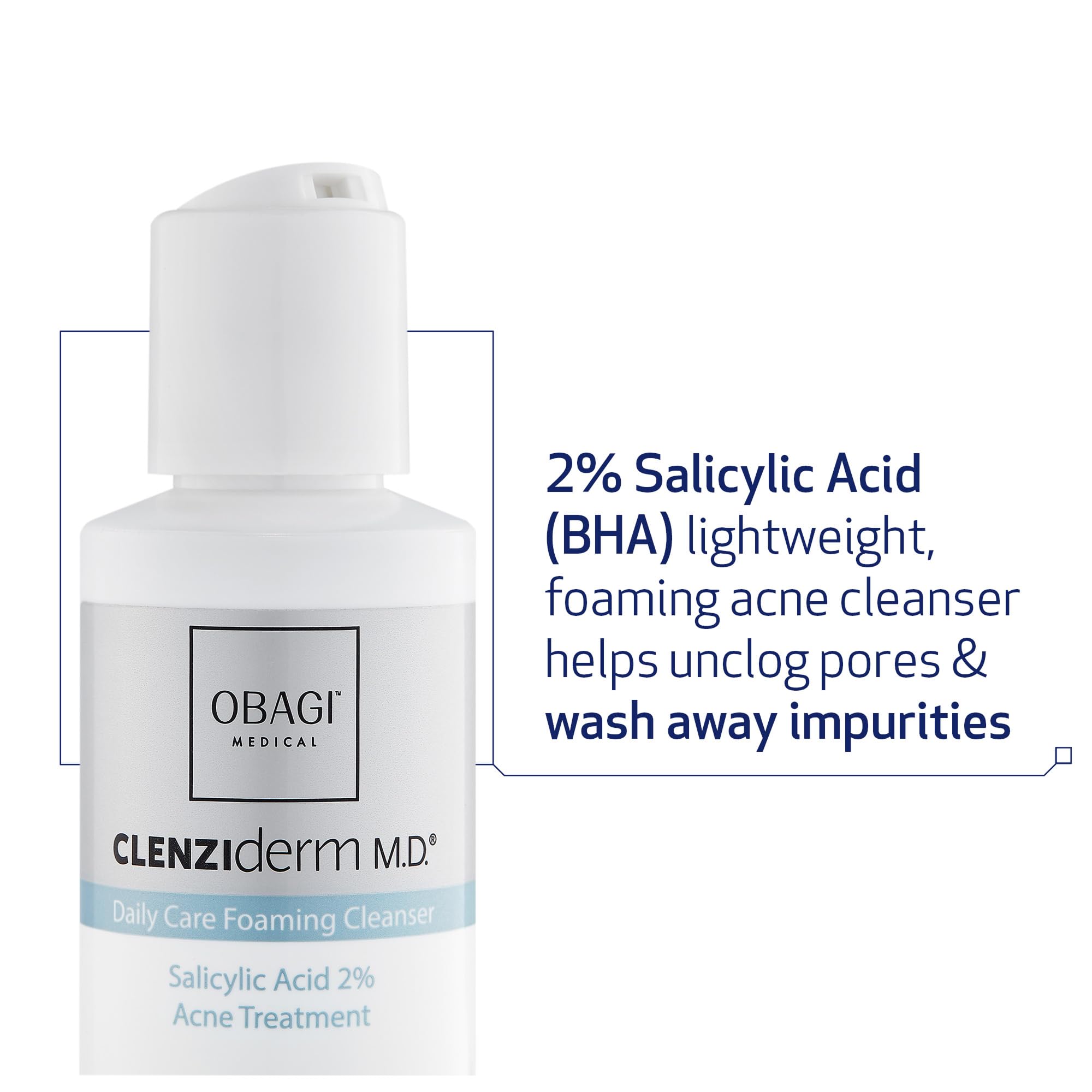 Obagi Medical pump dispensing foam demonstrating gentle lather benefit