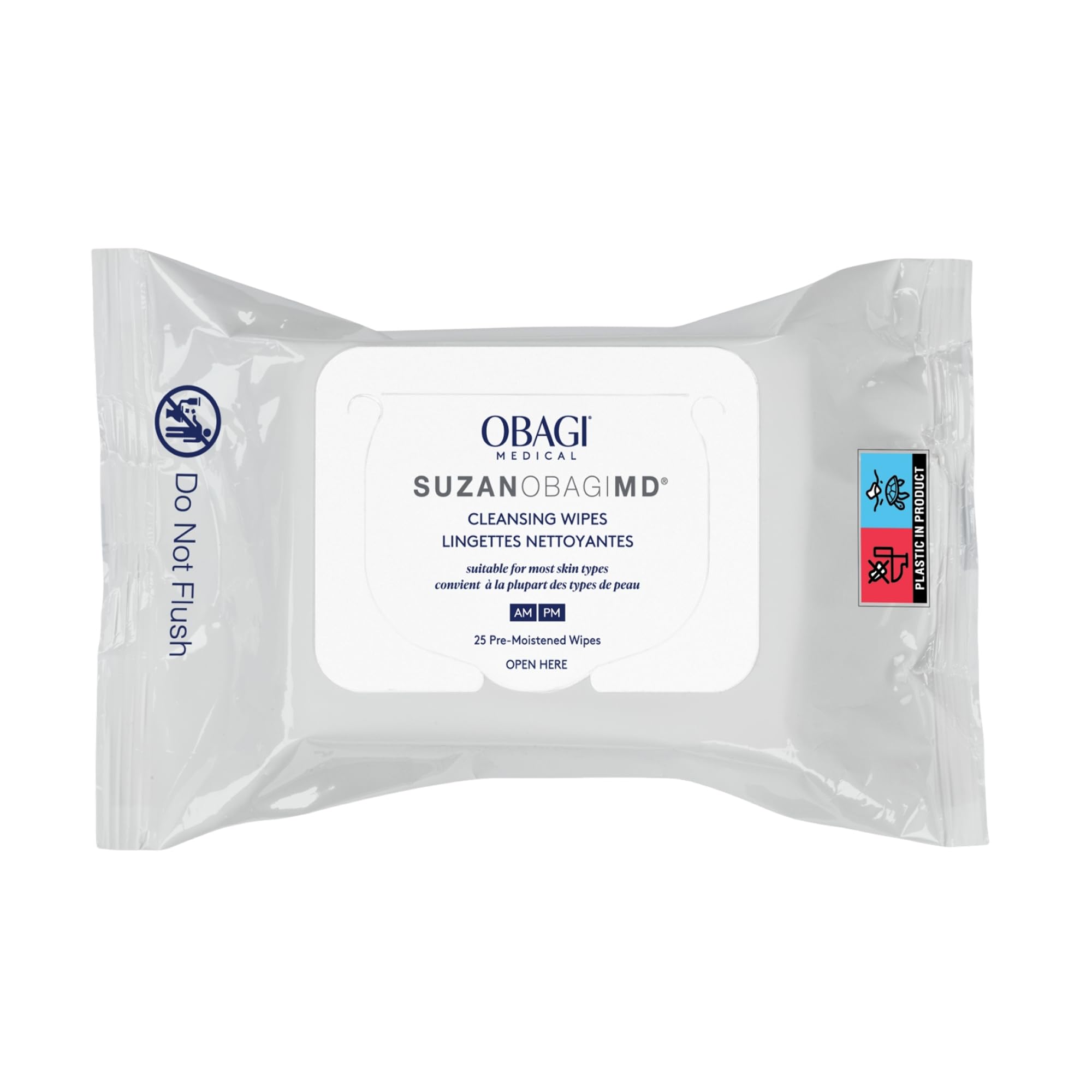Obagi Medical front packaging showing 25-count wipes and travel-ready convenience