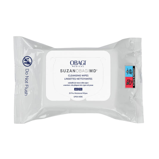 Obagi Medical front packaging showing 25-count wipes and travel-ready convenience