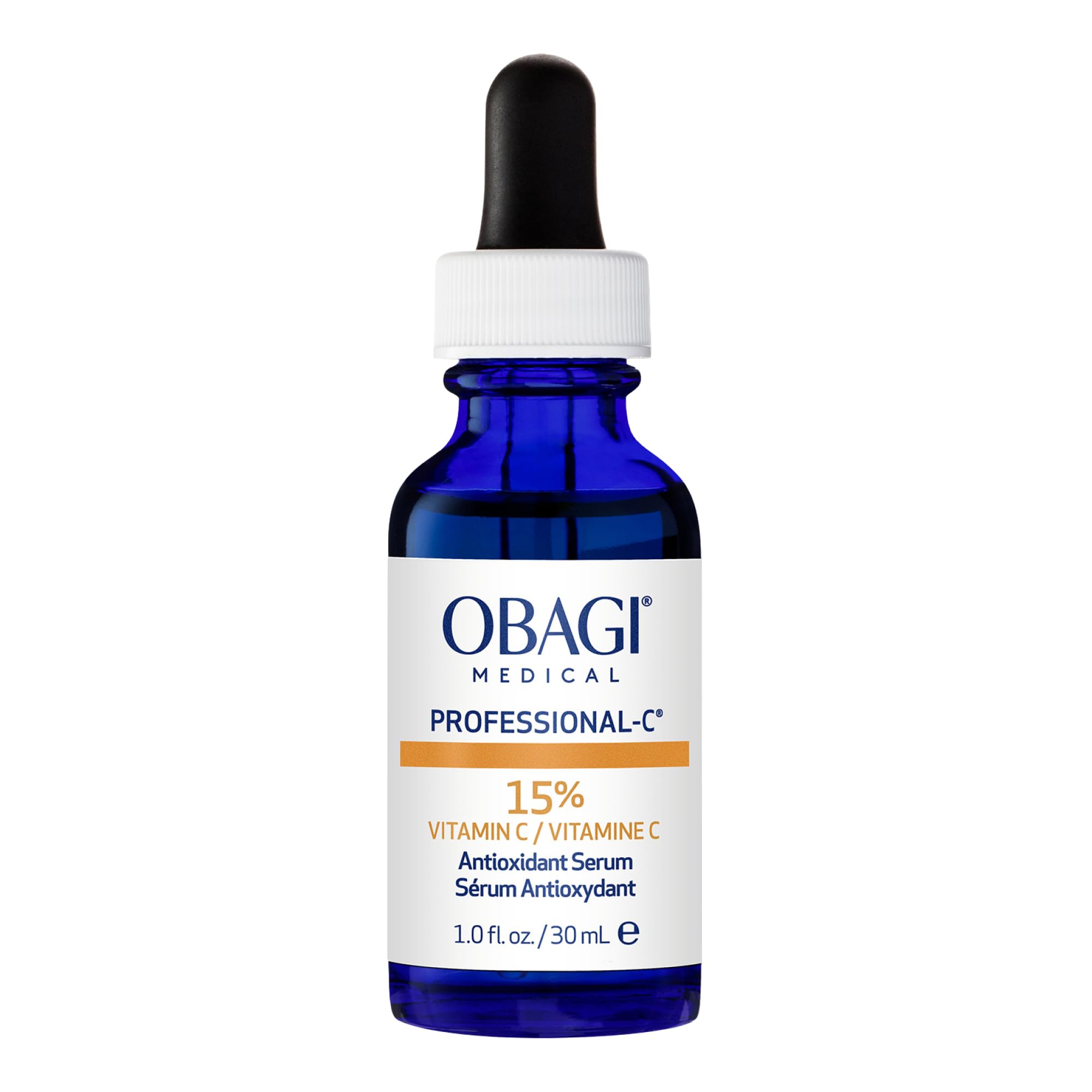 Obagi Medical front packaging showing serum bottle and brand benefit