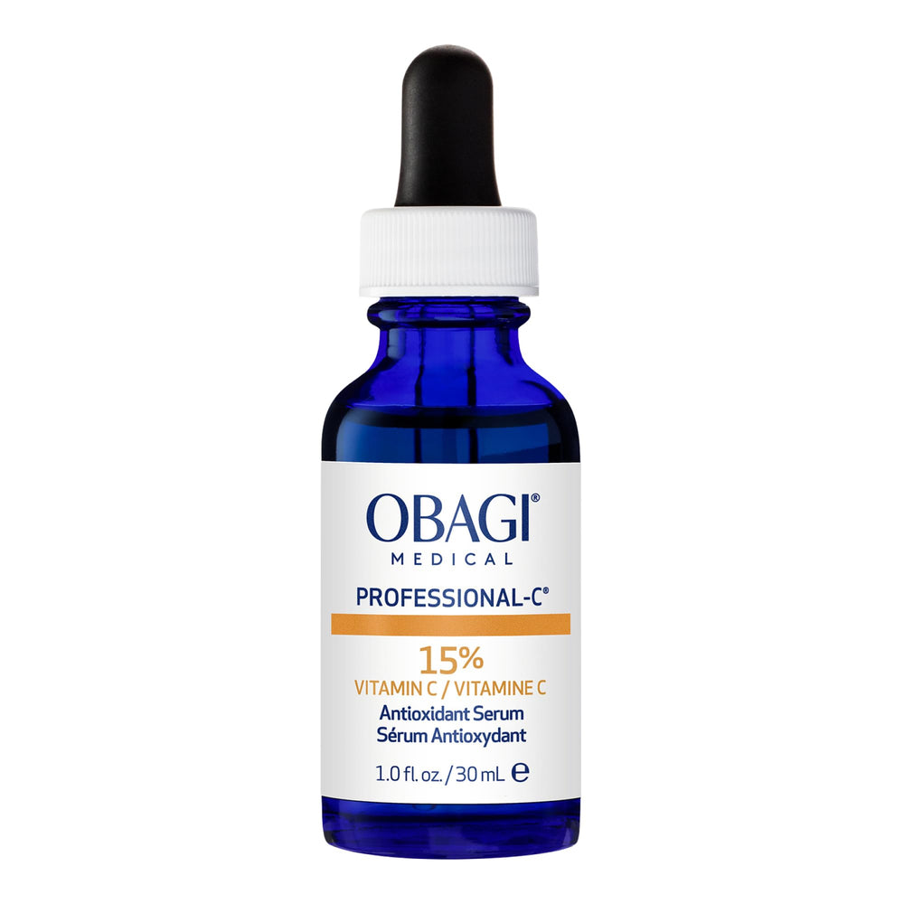 Obagi Medical front packaging showing serum bottle and brand benefit