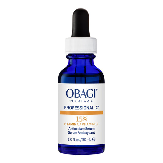 Obagi Medical front packaging showing serum bottle and brand benefit