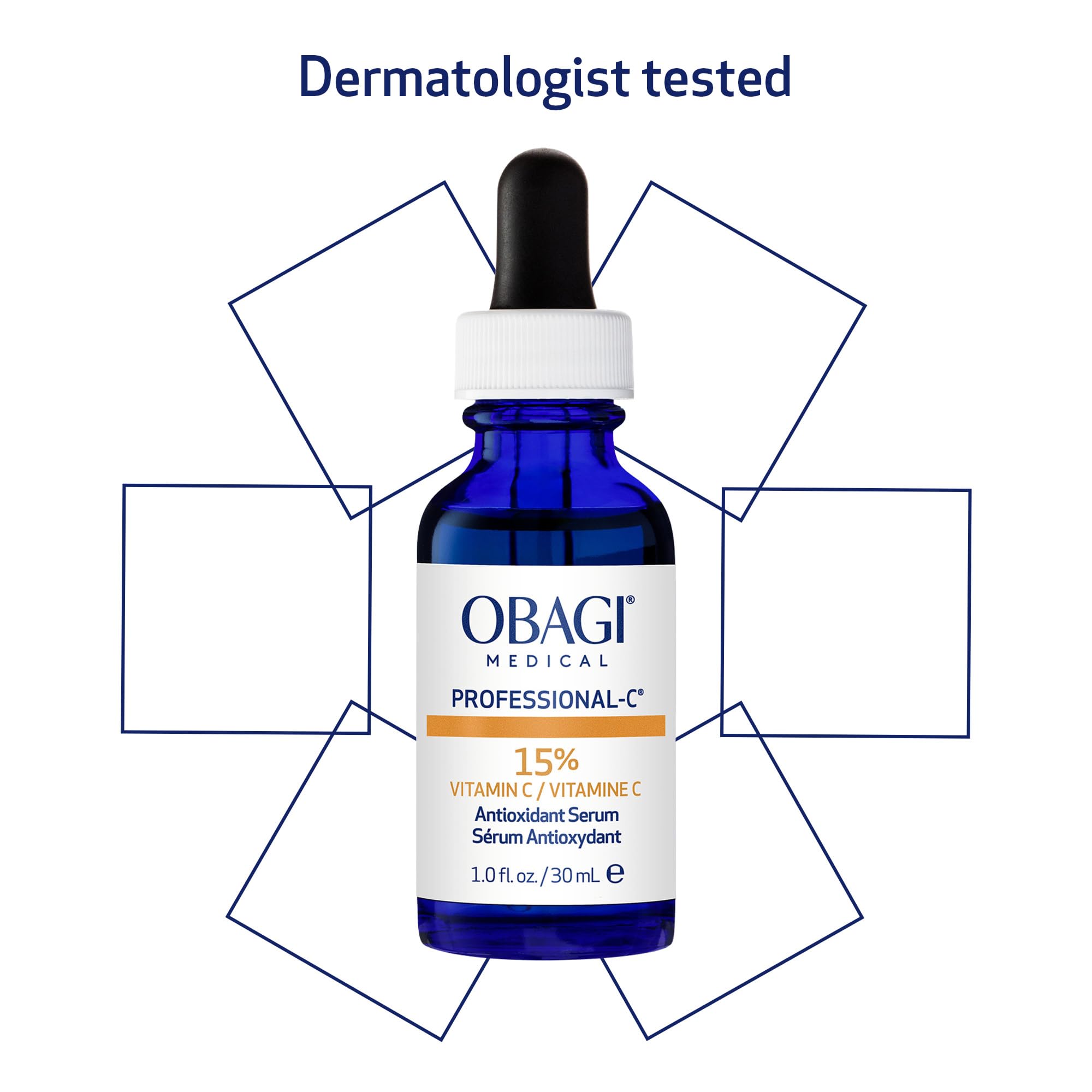 Obagi Medical serum bottle beside sunscreen illustrating daytime pairing