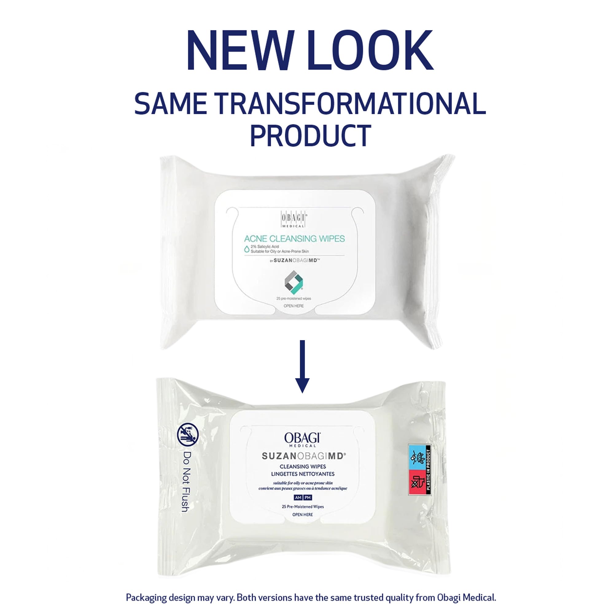 Obagi Medical wipe held in hand showing texture and quick cleansing benefit
