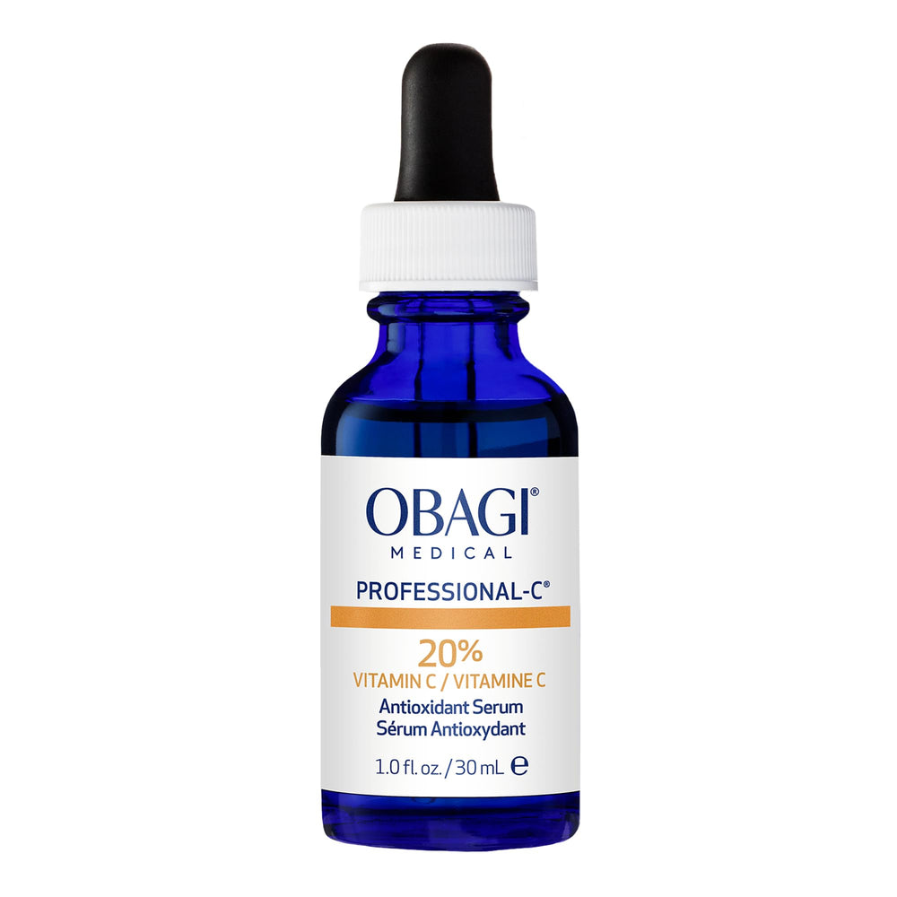 Obagi bottle front view showing product and clear antioxidant benefits