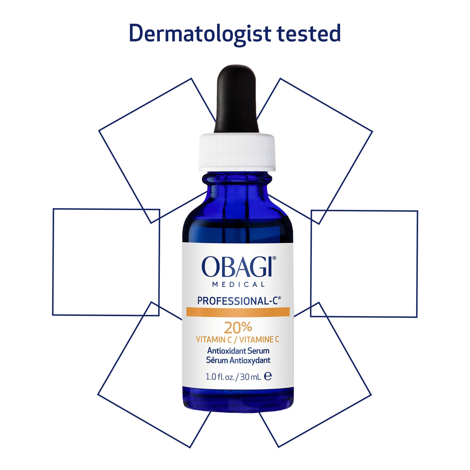 Obagi ingredient list visual emphasizing concentrated, effective formula