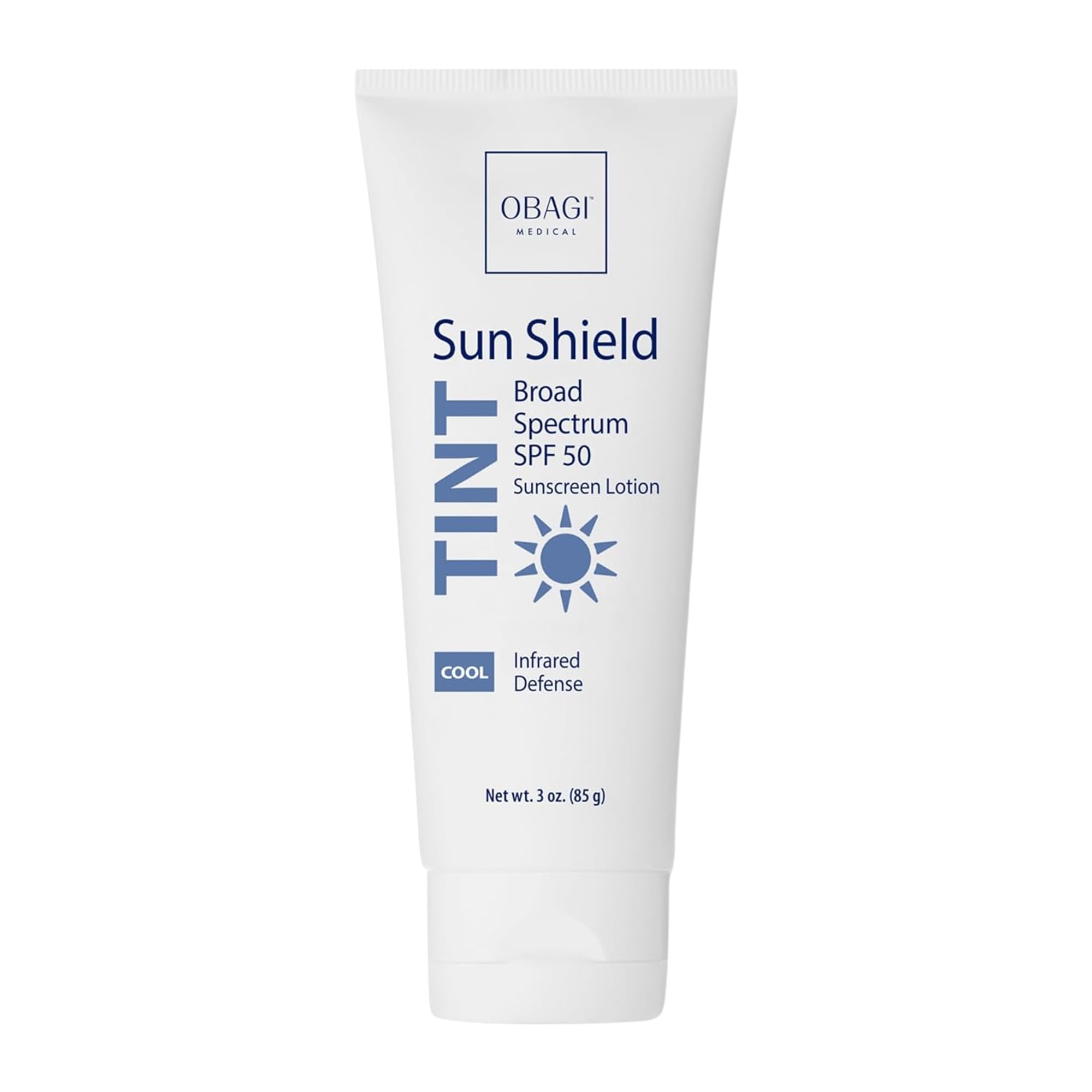 Obagi Medical front tube showing SPF 50 and sheer tint benefit