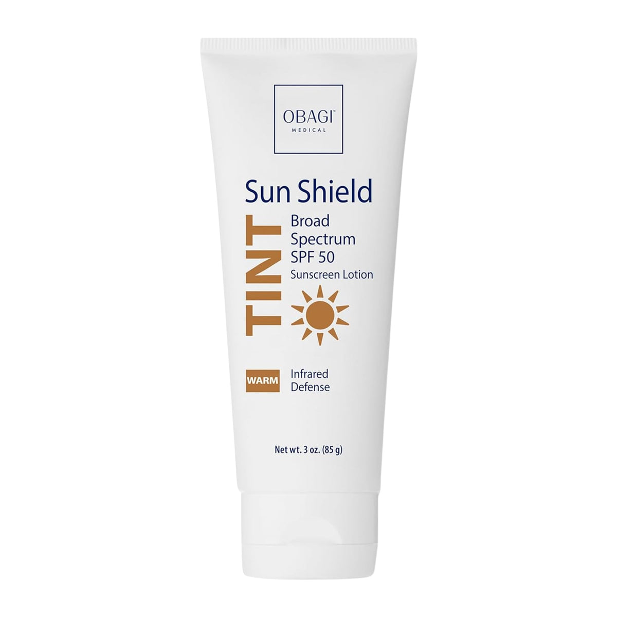 Obagi Medical front tube showing branding and SPF 50 protection benefit