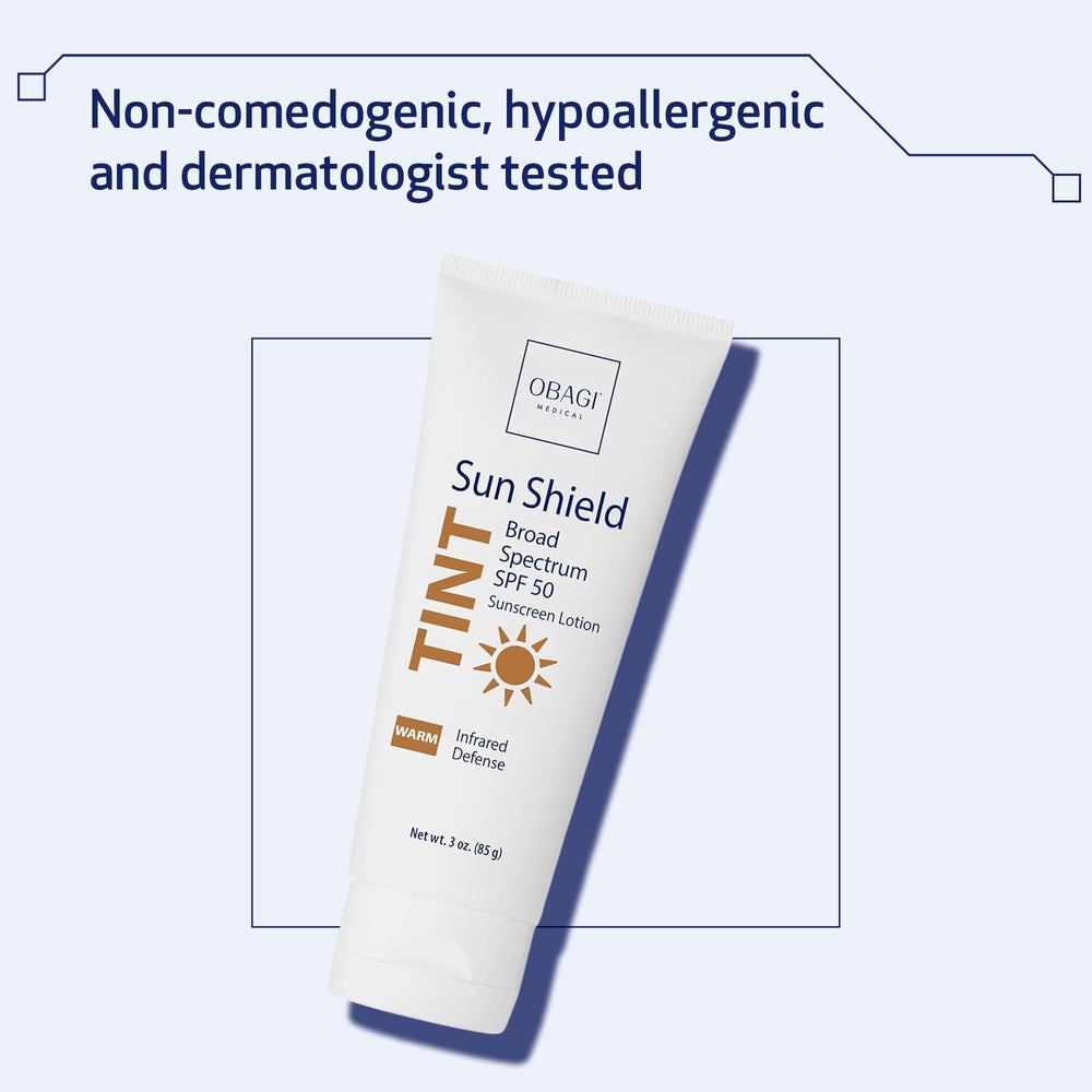 Obagi Medical label close-up highlighting SPF 50 and broad-spectrum benefit