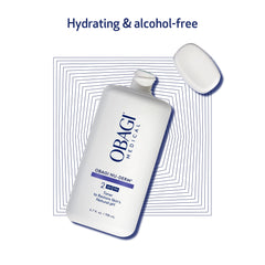 Obagi Medical toner cap and neck detail emphasizing secure closure and travel-friendly benefit