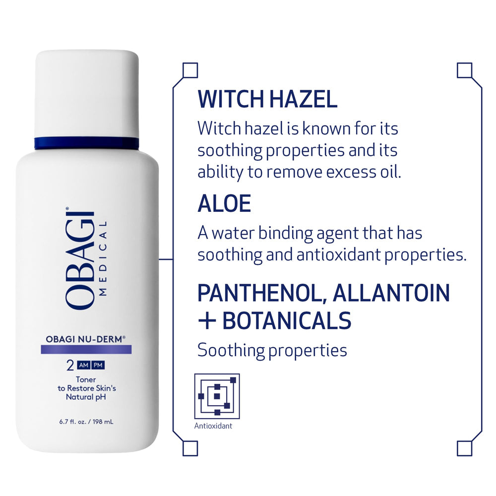 Obagi Medical toner in hand during application showing easy use and prep benefits