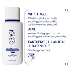 Obagi Medical toner in hand during application showing easy use and prep benefits
