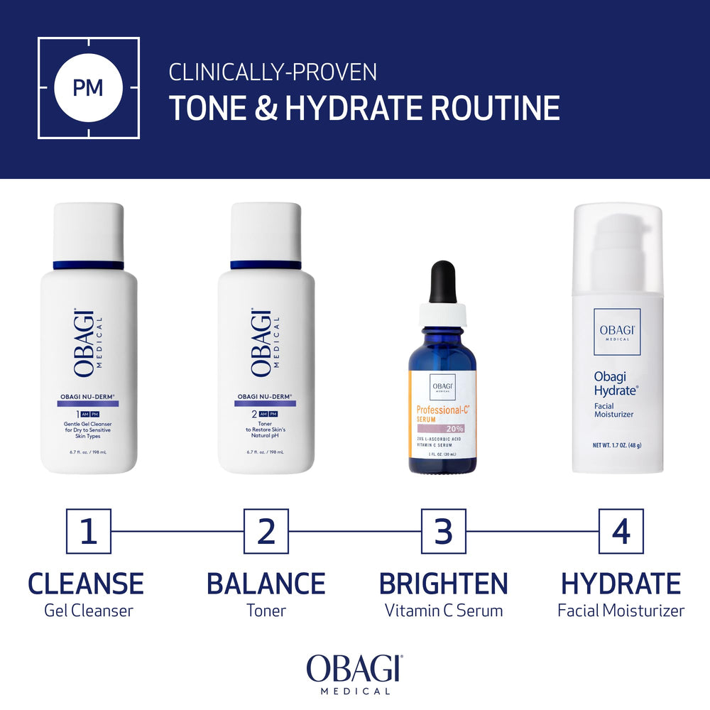 Obagi Medical toner pictured beside cleansers showing compatibility in a skincare routine
