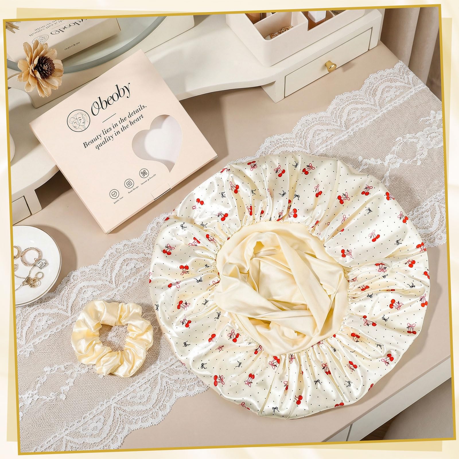 obeoby fabric texture and stitching detail highlighting durable soft satin finish