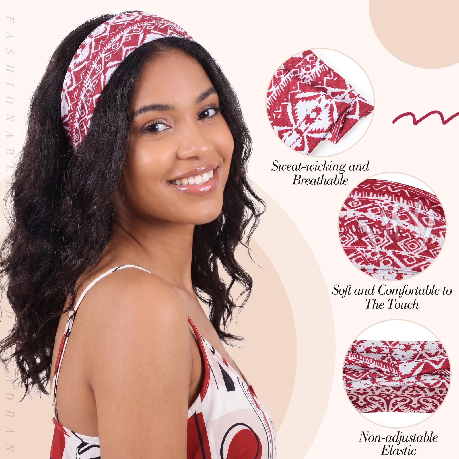 obeoby headband folded different widths, demonstrates adjustable styling and fit