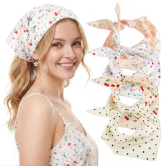 obeoby front view of four floral triangle scarves showing variety and outfit options
