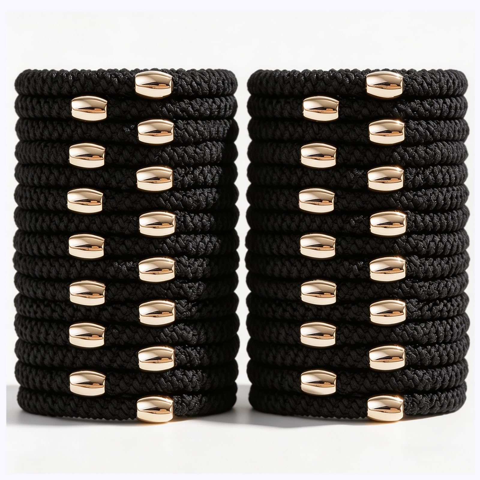 obeoby front packaging showing 30 black hair ties and clear benefit of bulk supply