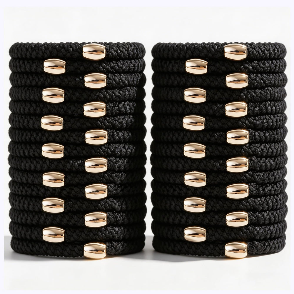 obeoby front packaging showing 30 black hair ties and clear benefit of bulk supply