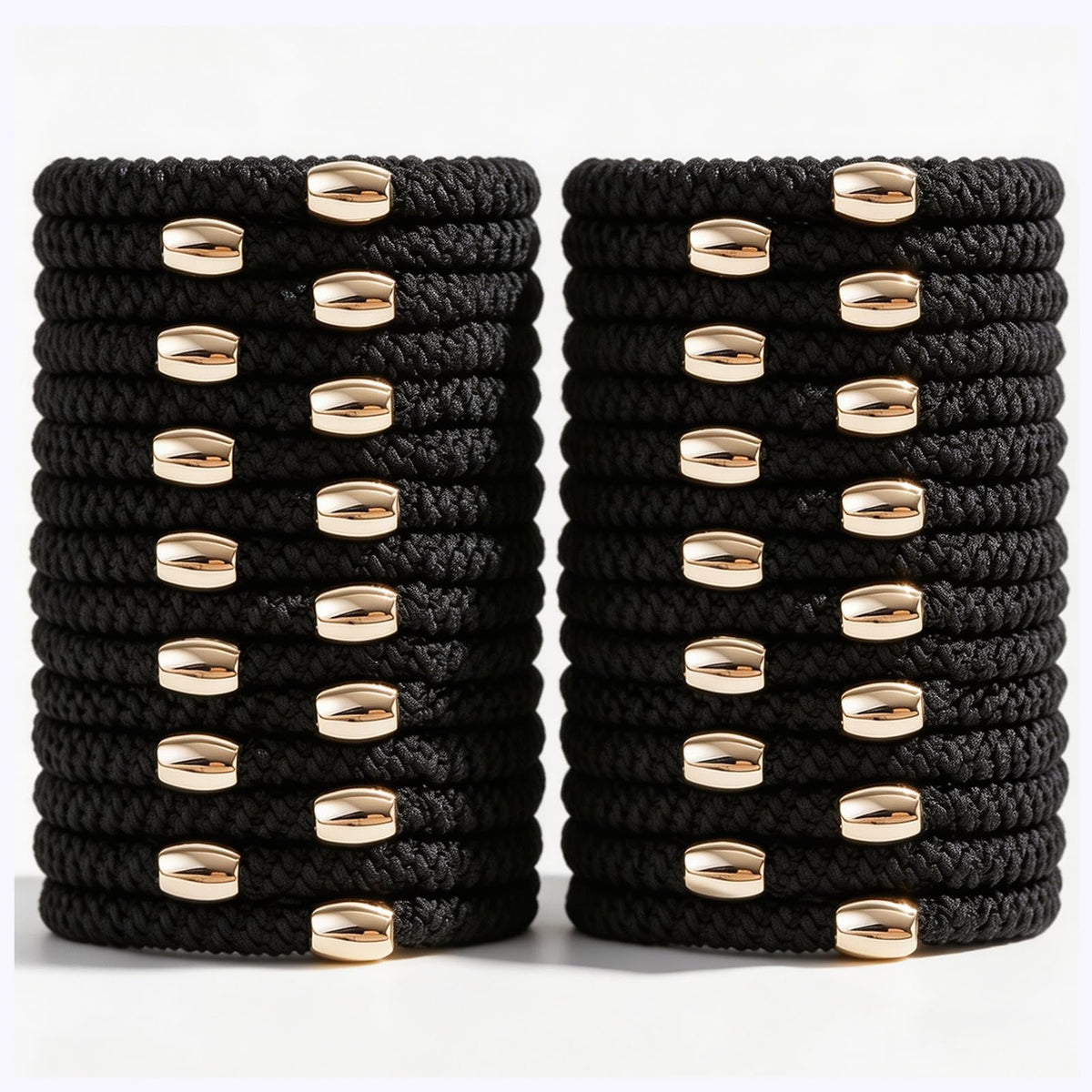 obeoby front packaging showing 30 black hair ties and clear benefit of bulk supply
