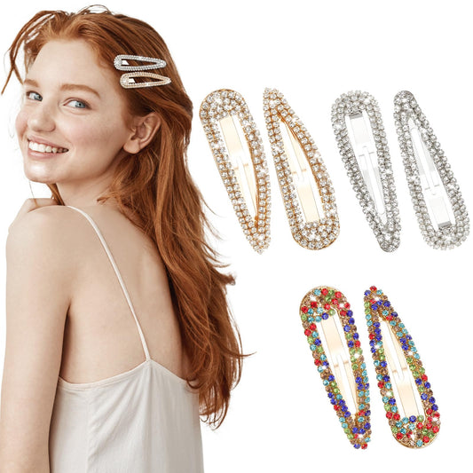 obeoby front view of six rhinestone snap clips showing packaging and colors, stylish storage benefit