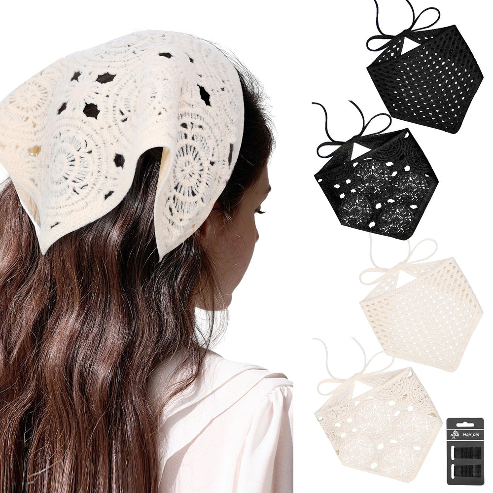 obeoby front pack display showing four crochet bandanas and benefits of variety