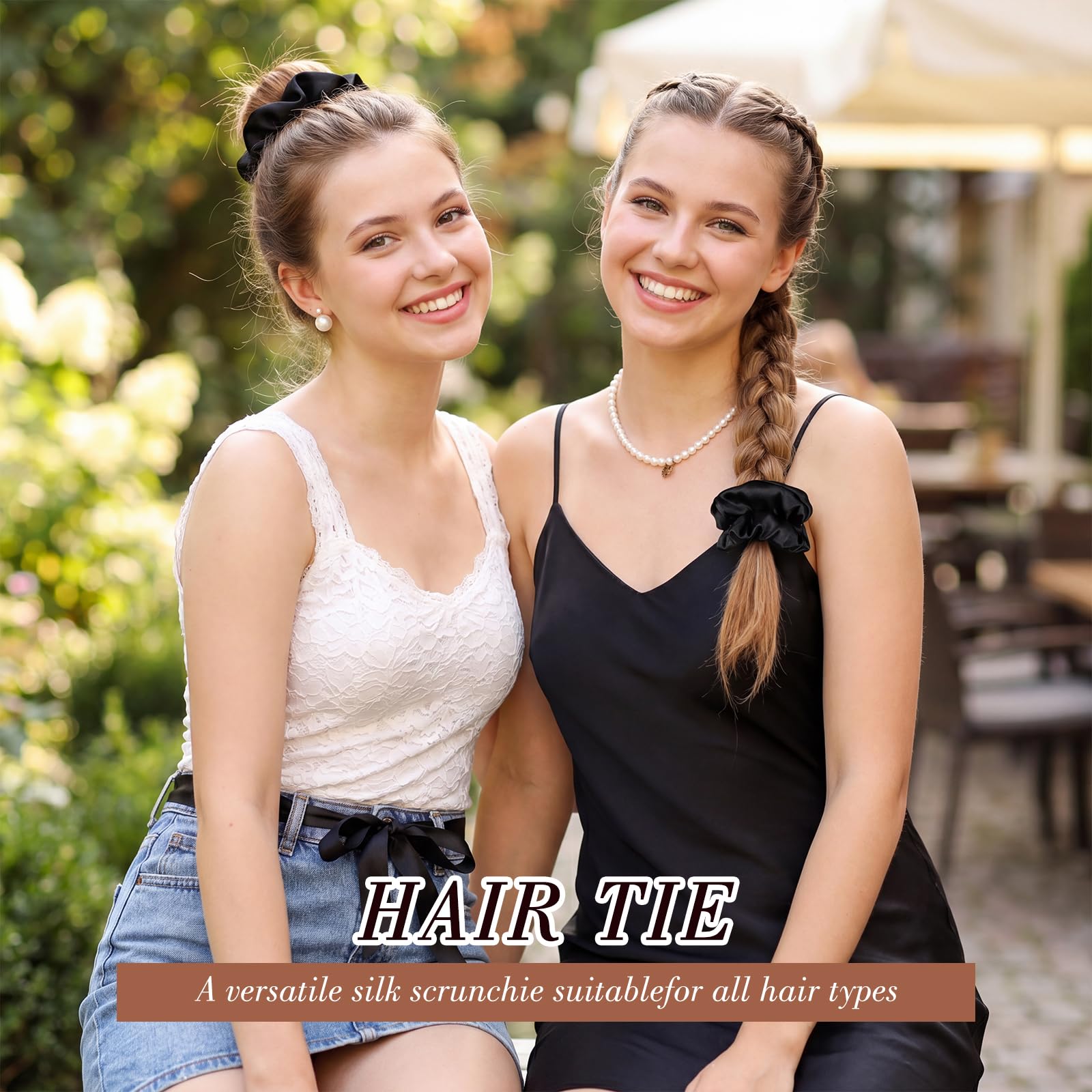 obeoby black scrunchie securing ponytail for yoga or running with secure hold benefit