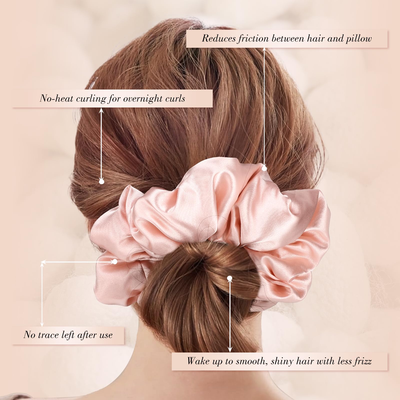 obeoby scrunchie holding a low ponytail, providing secure hold for thick hair