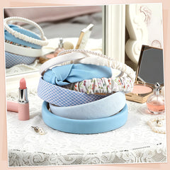 obeoby teen wearing blue floral headband, stays secure during activity