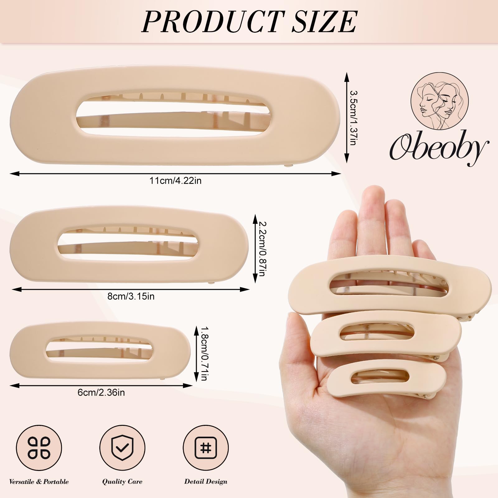 obeoby large claw clip close-up showing firm grip and secure hold benefit