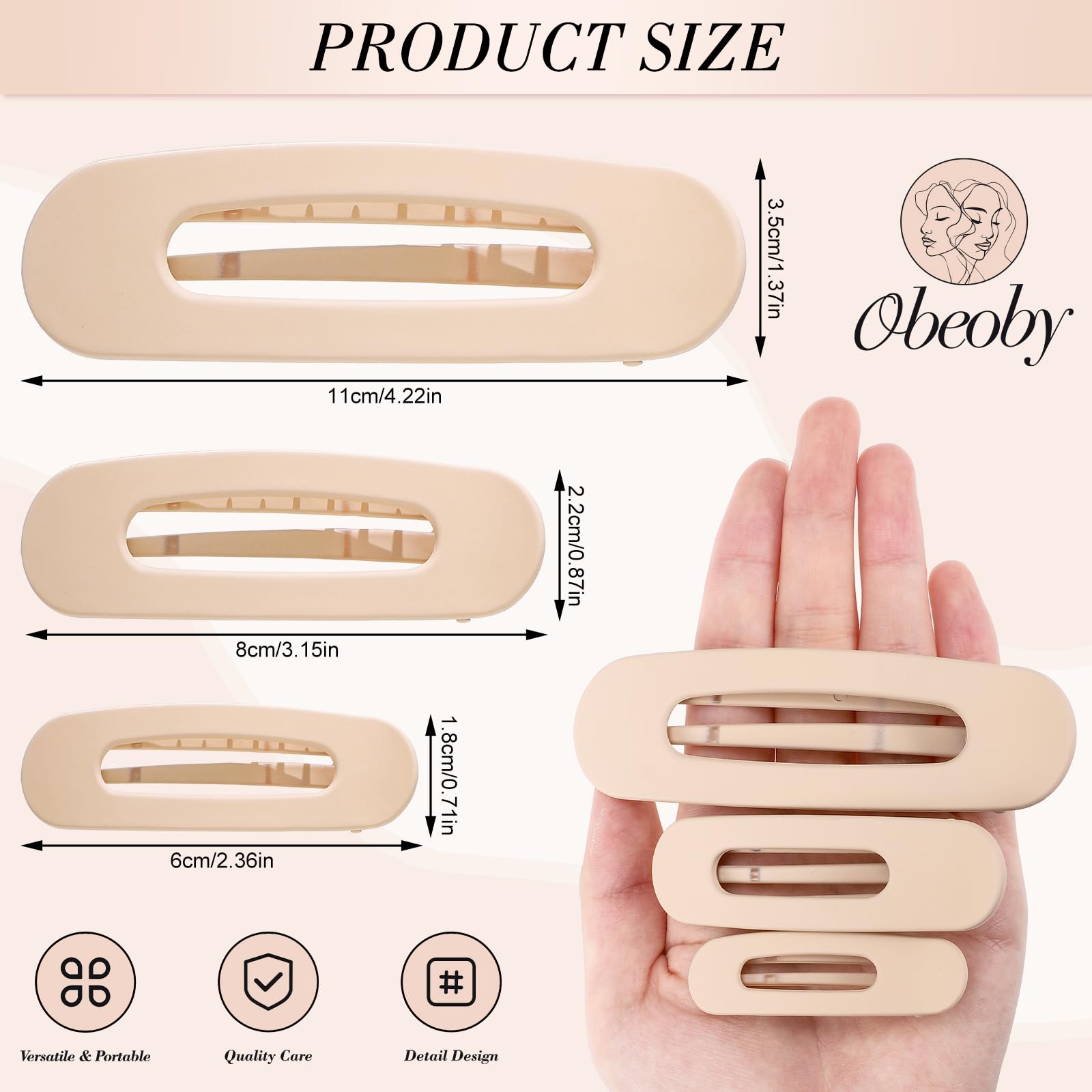 obeoby large clip close-up matte texture for comfortable wear