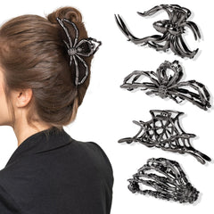 obeoby front view of black metal hair clip showing strong hold and style