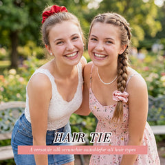 obeoby red and green scrunchies side-by-side showing seasonal color match