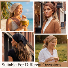 obeoby scarf tied in side knot showing secure fit and quick styling benefit