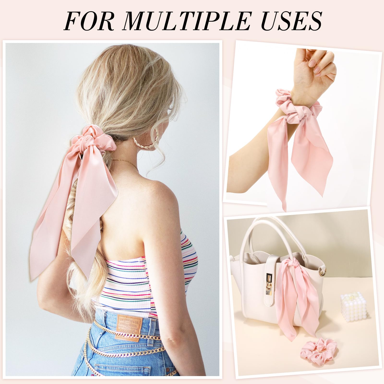 obeoby scrunchies tied on bag strap for decorative multi-use accessory