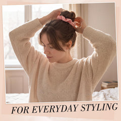 obeoby scrunchie in a loose sleep bun on a pillow showing night protection