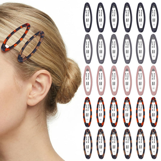 obeoby front view of oval snap clip showing classic tortoise pattern and secure hold