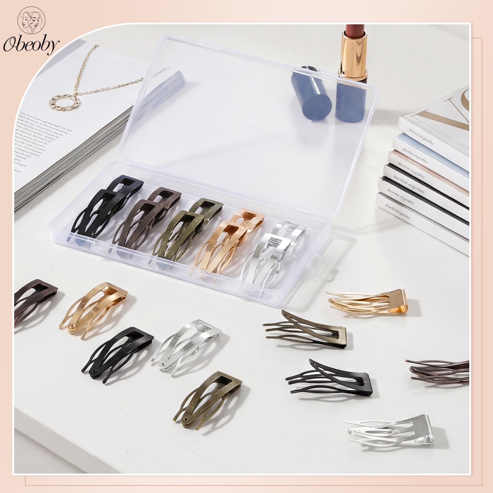 obeoby transparent storage box open, keeping clips neatly sorted for travel