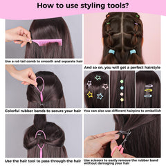 obeoby styling tools layout showing combs and scissors for easier styling